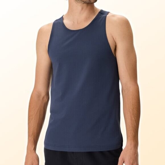NWT OUTDOOR VOICES Men's Gridtesk Breezy Tank Sz XXS Dark Sky Blue - Picture 1 of 7